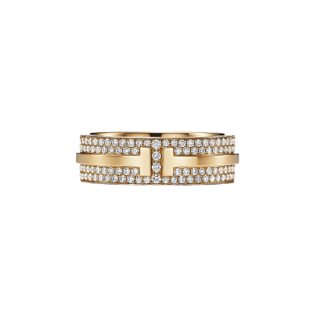 Tiffany T Wide Pavé Diamond Ring in 18k Gold