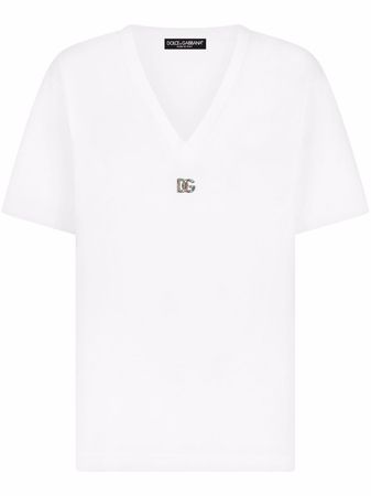 Shop Dolce & Gabbana logo-embellished cotton T-shirt with Express Delivery - FARFETCH