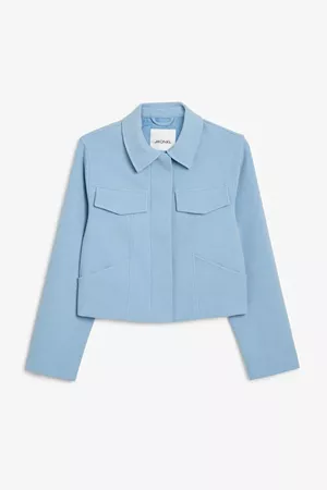 Cropped jacket - Dusty blue - Coats & Jackets - Monki SE