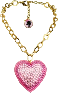 big love chunky heart rhinestone pink necklace by tarina tarantino