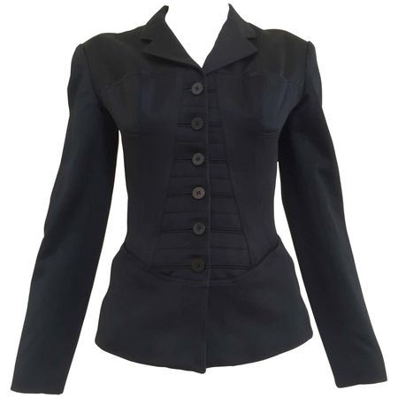 80S ALAIA black cotton fitted blazer For Sale at 1stDibs