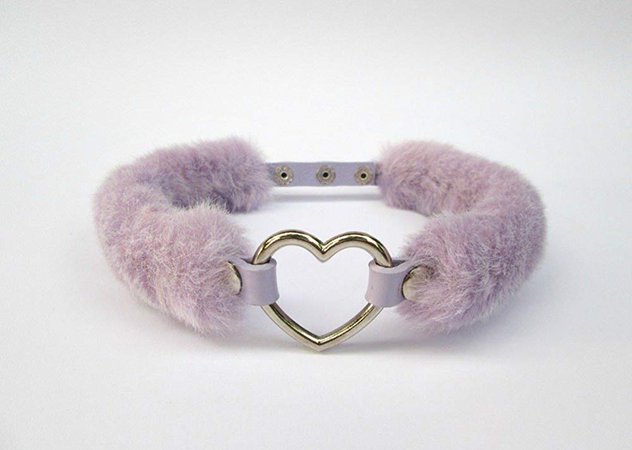 Amazon.com: Kawaii Heart Choker, DDLG Collar, Faux Fur Choker, Furry Pastel Goth Lolita Collar, Lilac Purple Fur Chocker, Grunge Collar, Fairy Kei: Handmade