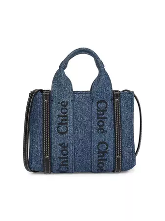Shop Chloé Woody Small Denim Tote Bag | Saks Fifth Avenue
