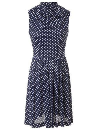 Women's Polka Dot Sleeveless Dress Blue, S | Beyond Retro - E00464740