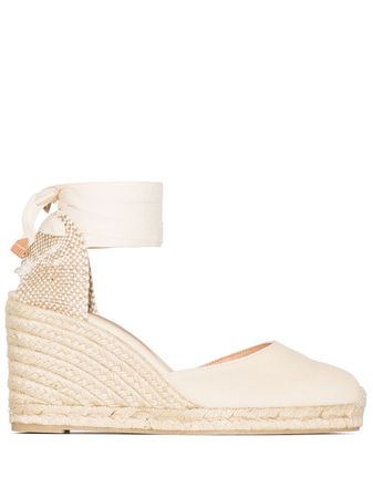 Shop Castañer Carina 80mm ankle-tie wedge sandals with Express Delivery - FARFETCH