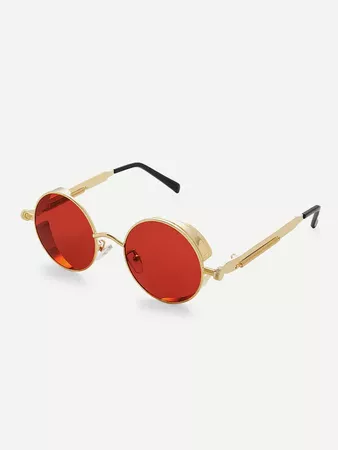 Gafas de sol de lentes redondas de marco metálico-Spanish SheIn(Sheinside)