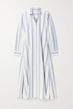 forte_forte - Striped Slub Cotton And Linen-blend Maxi Dress - White
