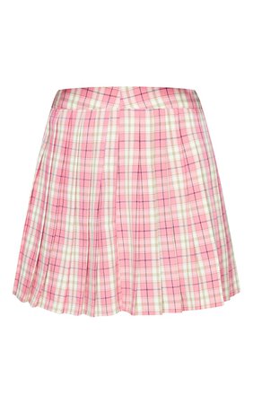 Pink Woven Check Pleated Tennis Skirt | PrettyLittleThing USA