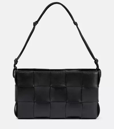 Cassette Leather Shoulder Bag in Black - Bottega Veneta | Mytheresa