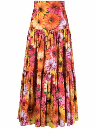 Dolce & Gabbana Sunflower Print Tiered Skirt