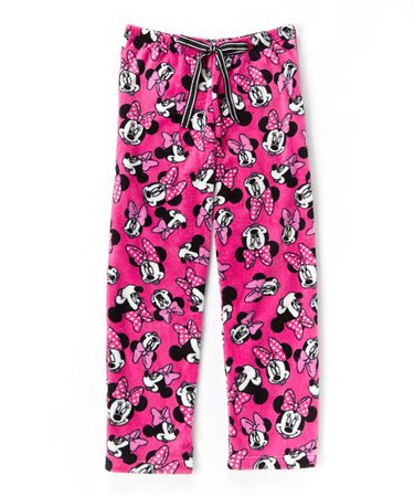 Mickey Mouse & Minnie Mouse Minnie Mouse Pink Fleece Pajama Pants - Juniors | Zulily