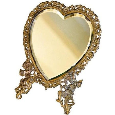 Large Victorian Heart-Shaped Easel Mirror
