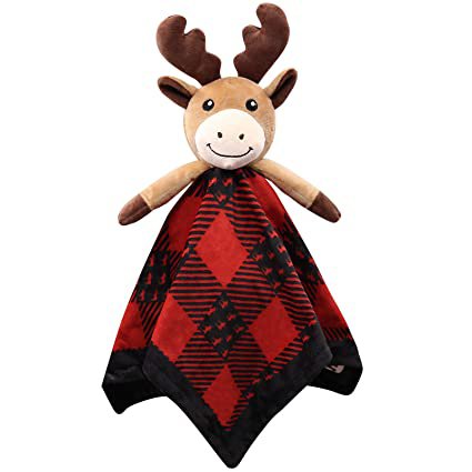 Amazon.com: Moose Security Blanket Unisex Baby Snuggly Buffalo Plaid Animal Face Soft Bedding Plush Kids Sleeping Toys Nursery Décor Baby Shower Ideas: Baby