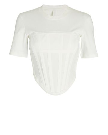Dion Lee Cotton-Jersey Ribbed Corset T-Shirt in white | INTERMIX®
