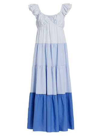 Shop English Factory Ruffle-Sleeves Tiered Maxi Dress | Saks Fifth Avenue