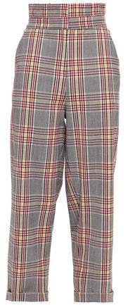 Cropped Checked Woven Straight-leg Pants
