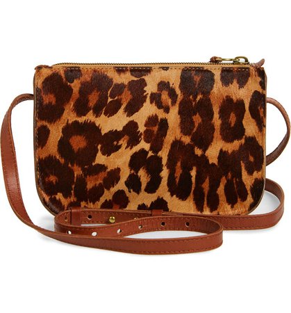 MADEWELL Simple Leopard Print Genuine Calf Hair Crossbody Bag | Nordstromrack