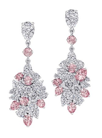 pink silver crystal drop earrings