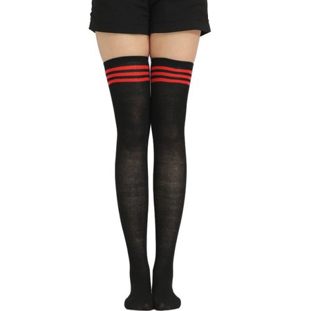 Calcetines negros a rayas de algodón para mujer, medias largas hasta el  muslo de nailon, Regalos divertidos de Navidad, por encima de la  rodilla, Medias, - AliExpress