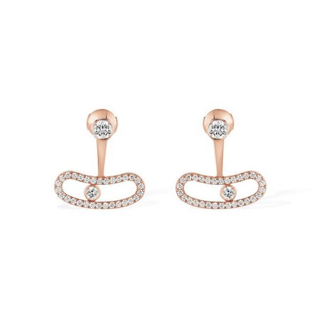 Messika Move Uno Bellow The Lobe Pink Gold & Diamond Earrings