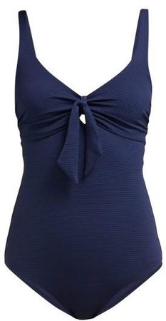 Lisbon Bow Front Stretch Jersey Swimsuit - Womens - Navy