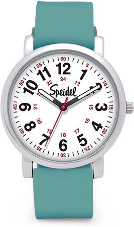 Amazon.com: Speidel Original Scrub Watch™ Nurses Doctors Medical Professionals Students Men Women Easy Read Dial Military Time Red Second Hand Silicone Band Water Resistant-Teal : Speidel: Clothing, Shoes & Jewelry