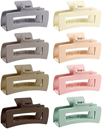 Amazon.com : 8pcs Hair Clips Set, Non-slip Hair Claw Clips 4,1 in. Acrylic Banana Rectangle Claw Clips Matte Hair Clips Hair Clamps Hair Styling Accessories for Women Girls Thin to Thick Hair, Classic Series : Beauty & Personal Care