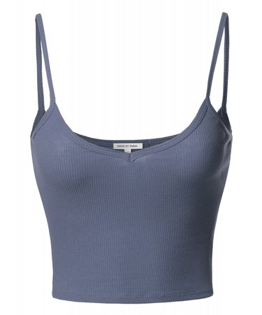 Women's Basic Solid Sleeveless Ripped Spaghetti Strap Crop Tank Top - FashionOutfit.com