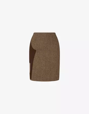 Patchwork wool blend skirt | Moschino Official Store