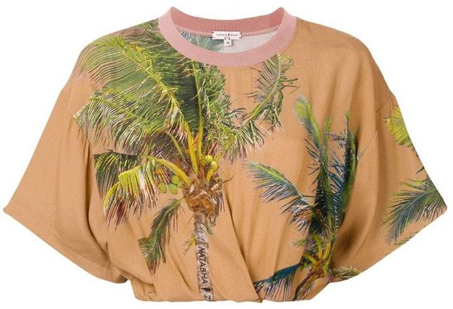 palm tree print cropped T-shirt