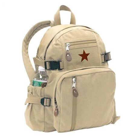 Beige Red Star Patch Book Bag