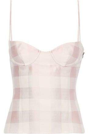 Gingham Woven Bustier Top