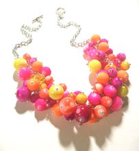 Neon Cluster Necklace - Bright Pink Orange Yellow Beaded Jewelry - Sta – Polka Dot Drawer