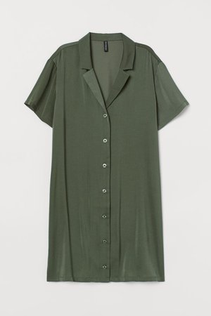 Short Shirt Dress - Khaki green - Ladies | H&M US