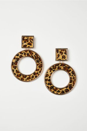 Round Earrings - Gold-colored/leopard print - Ladies | H&M US