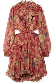 Dolce & Gabbana | Pussy-bow floral-print silk-chiffon kaftan | NET-A-PORTER.COM