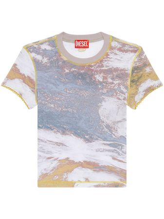 Diesel planet-print Ribbed T-shirt - Farfetch