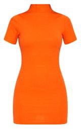Orange Thick Short Sleeve Open Back Bodycon Dress | PrettyLittleThing USA