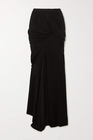 Seb Draped Crepe Maxi Skirt - Black