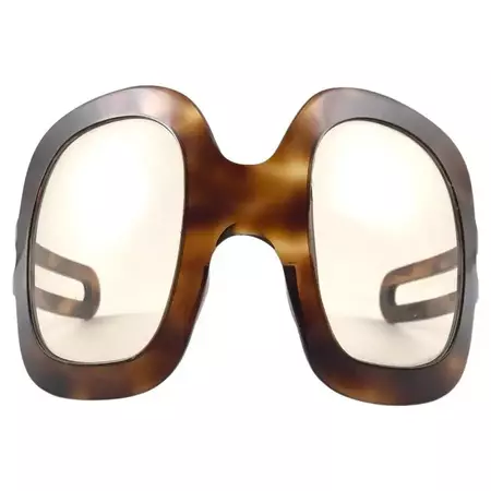 60s New Rare Vintage Philippe Chevallier Mask Tortoise Oversized 1960's Sunglasses For Sale at 1stDibs