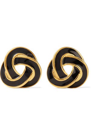 Kenneth Jay Lane | Gold-plated and enamel clip earrings | NET-A-PORTER.COM