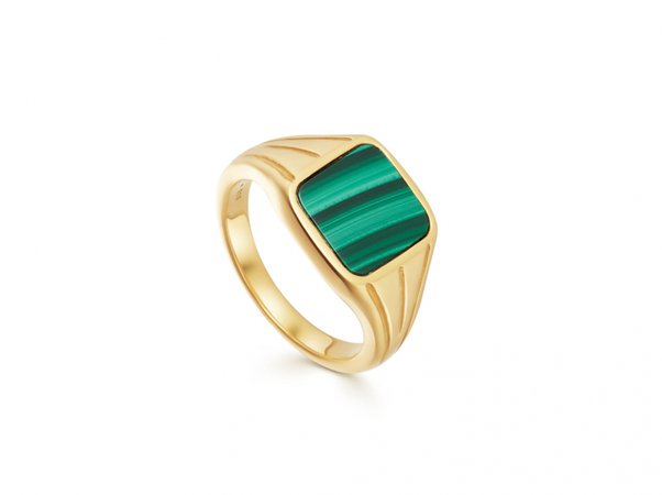 Square Malachite Signet Ring | 18ct Gold Vermeil | Missoma