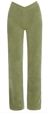 green velour velvet trousers