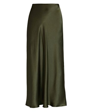 SABLYN Miranda Silk Midi Skirt In Green | INTERMIX®