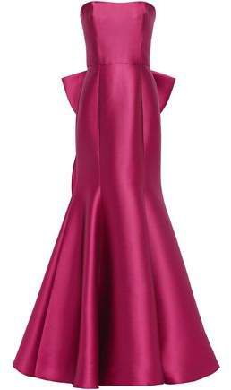 Strapless Bow-embellished Satin-pique Gown