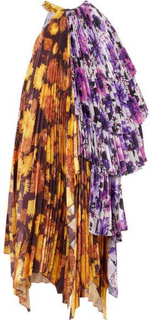 Richard Quinn - Asymmetric Embellished Floral-print Satin Midi Dress - Purple