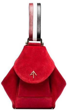 Manu red, white and black micro fernweh suede leather bag