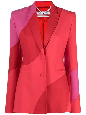 Red And Pink Virgin Wool Blend Blazer