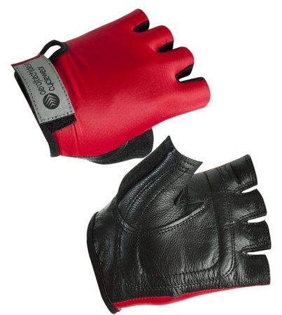 red fingerless gloves