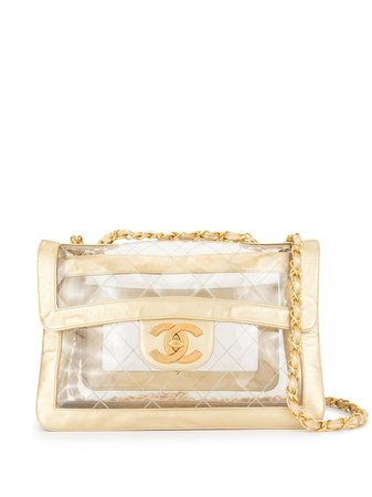 Chanel Pre-Owned 1994-1996 Quilted Jumbo Xl Double Chain Bag Vintage | Farfetch.com